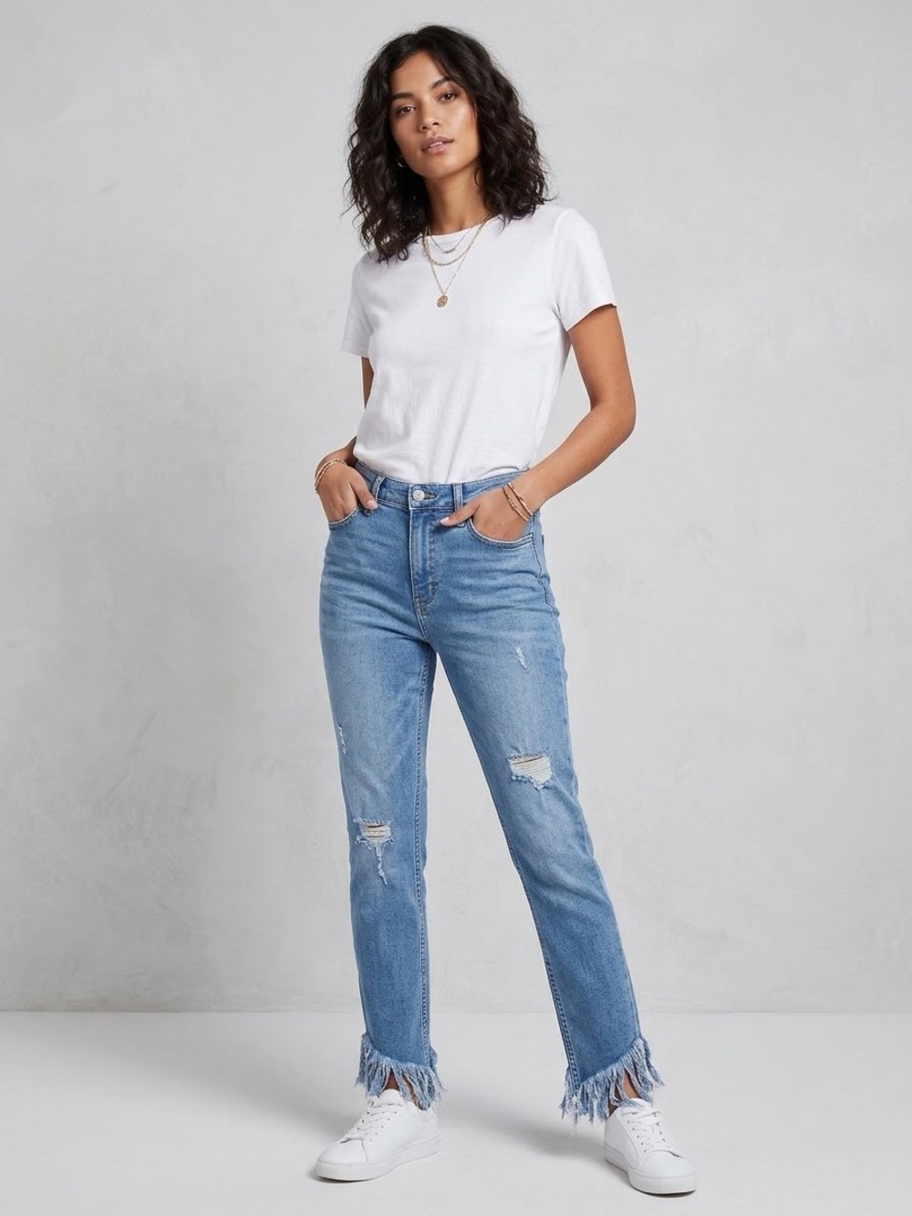 We The Free Great Heights Fray Hem Distressed Skinny Jeans 31